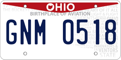 OH license plate GNM0518