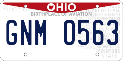 OH license plate GNM0563