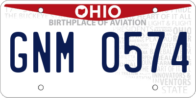 OH license plate GNM0574