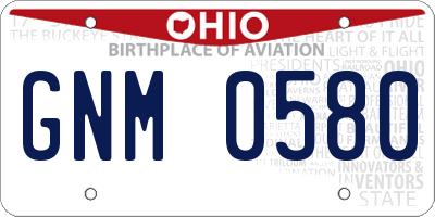 OH license plate GNM0580
