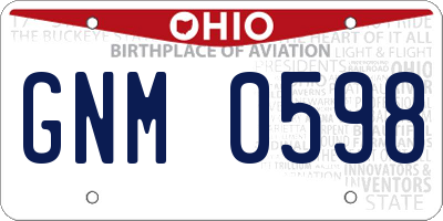 OH license plate GNM0598