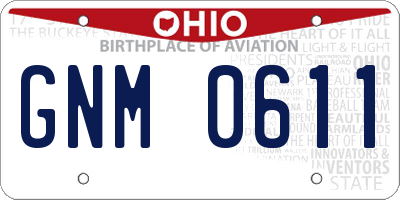 OH license plate GNM0611
