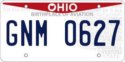 OH license plate GNM0627