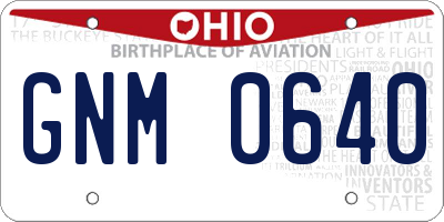 OH license plate GNM0640
