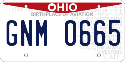 OH license plate GNM0665