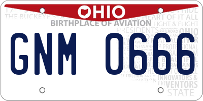 OH license plate GNM0666
