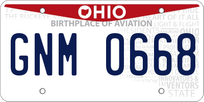 OH license plate GNM0668