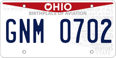 OH license plate GNM0702