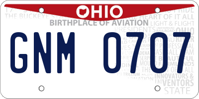 OH license plate GNM0707