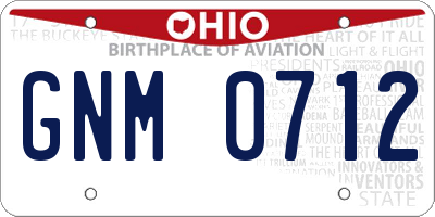 OH license plate GNM0712