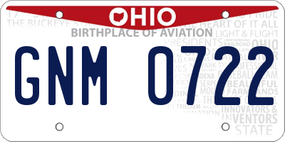 OH license plate GNM0722