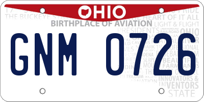 OH license plate GNM0726
