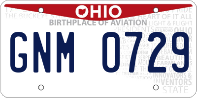 OH license plate GNM0729