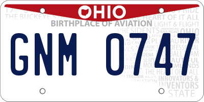 OH license plate GNM0747