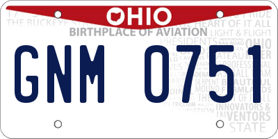 OH license plate GNM0751