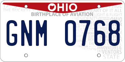 OH license plate GNM0768