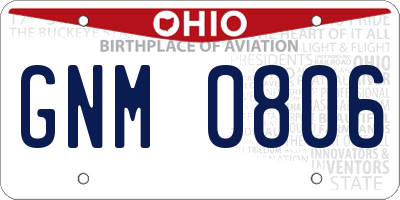 OH license plate GNM0806