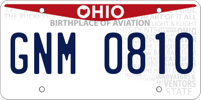 OH license plate GNM0810