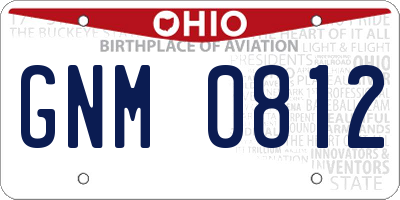 OH license plate GNM0812