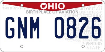 OH license plate GNM0826