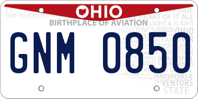 OH license plate GNM0850