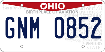 OH license plate GNM0852