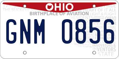 OH license plate GNM0856
