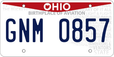 OH license plate GNM0857