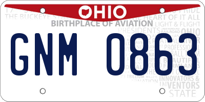 OH license plate GNM0863