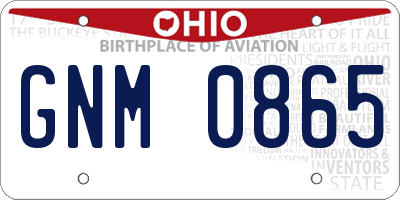 OH license plate GNM0865