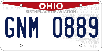 OH license plate GNM0889