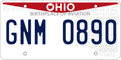 OH license plate GNM0890
