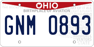 OH license plate GNM0893