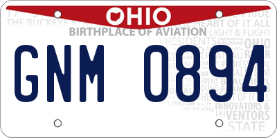 OH license plate GNM0894