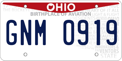 OH license plate GNM0919