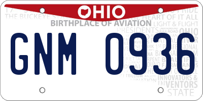OH license plate GNM0936