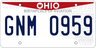 OH license plate GNM0959