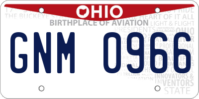 OH license plate GNM0966