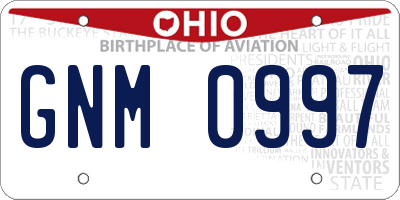 OH license plate GNM0997