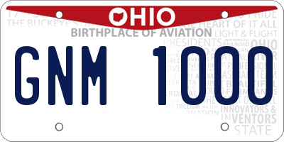 OH license plate GNM1000