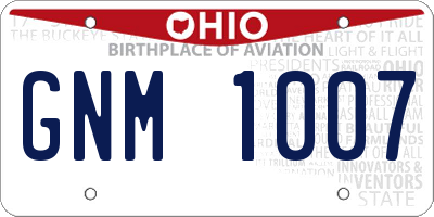 OH license plate GNM1007