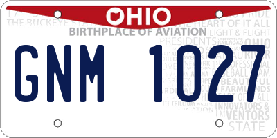 OH license plate GNM1027