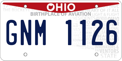 OH license plate GNM1126
