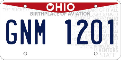 OH license plate GNM1201