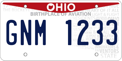OH license plate GNM1233