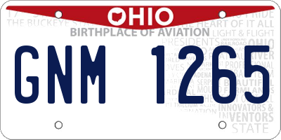 OH license plate GNM1265