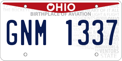 OH license plate GNM1337