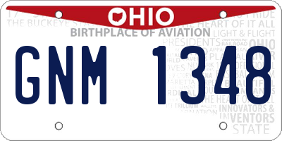 OH license plate GNM1348