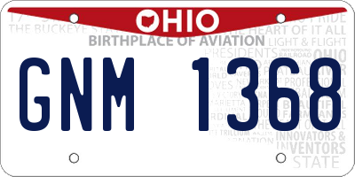 OH license plate GNM1368