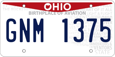 OH license plate GNM1375